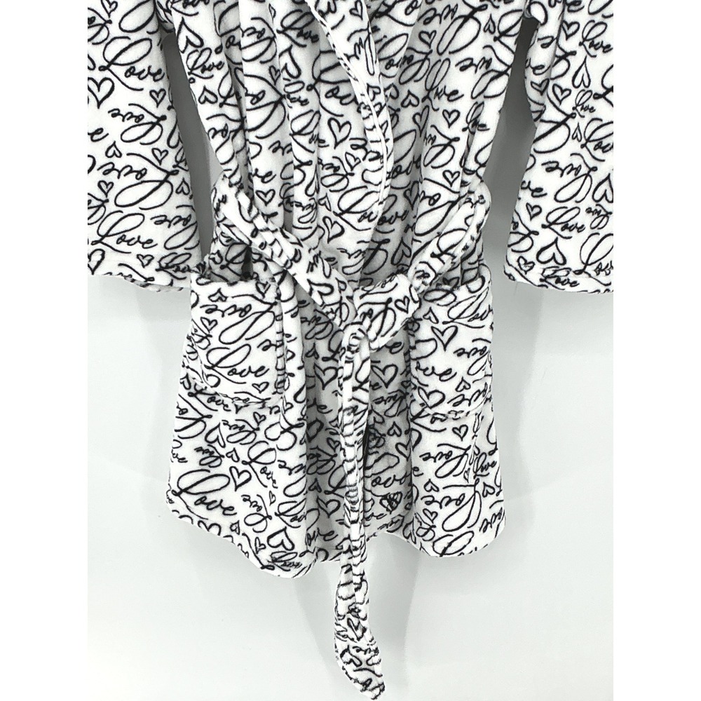 Victoria's Secret Plush Oversized Robe LOVE Script Womens Black White Medium Y2K - Picture 8 of 8